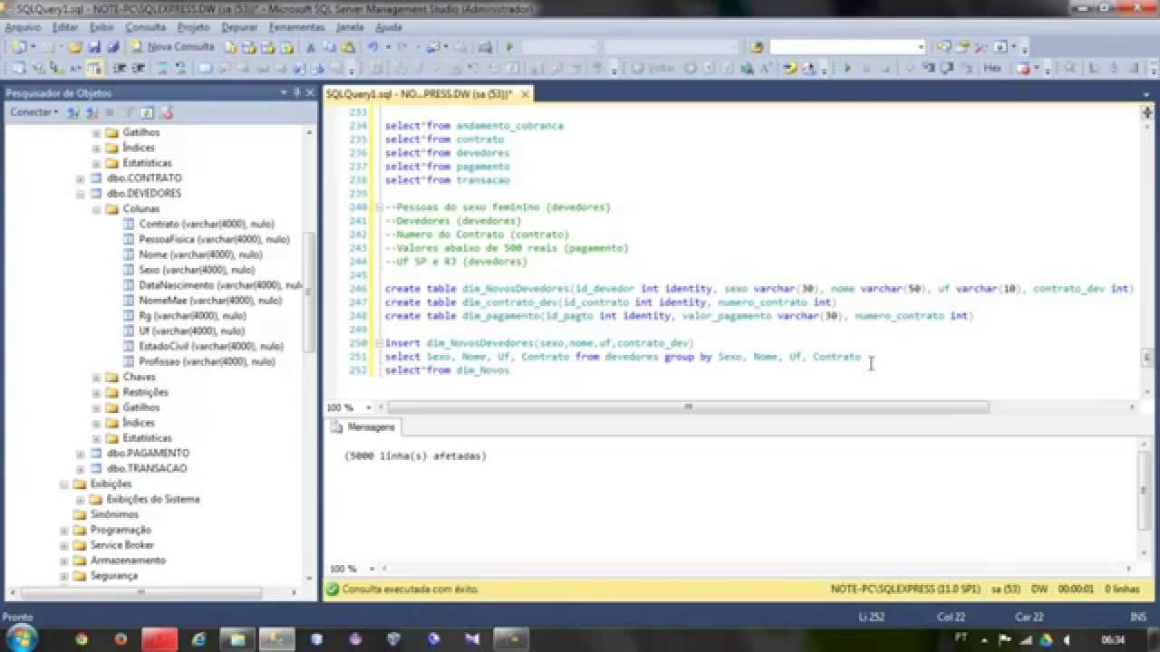 Criando e Populando Tabelas Fato e Dimensão (Data Warehouse)
