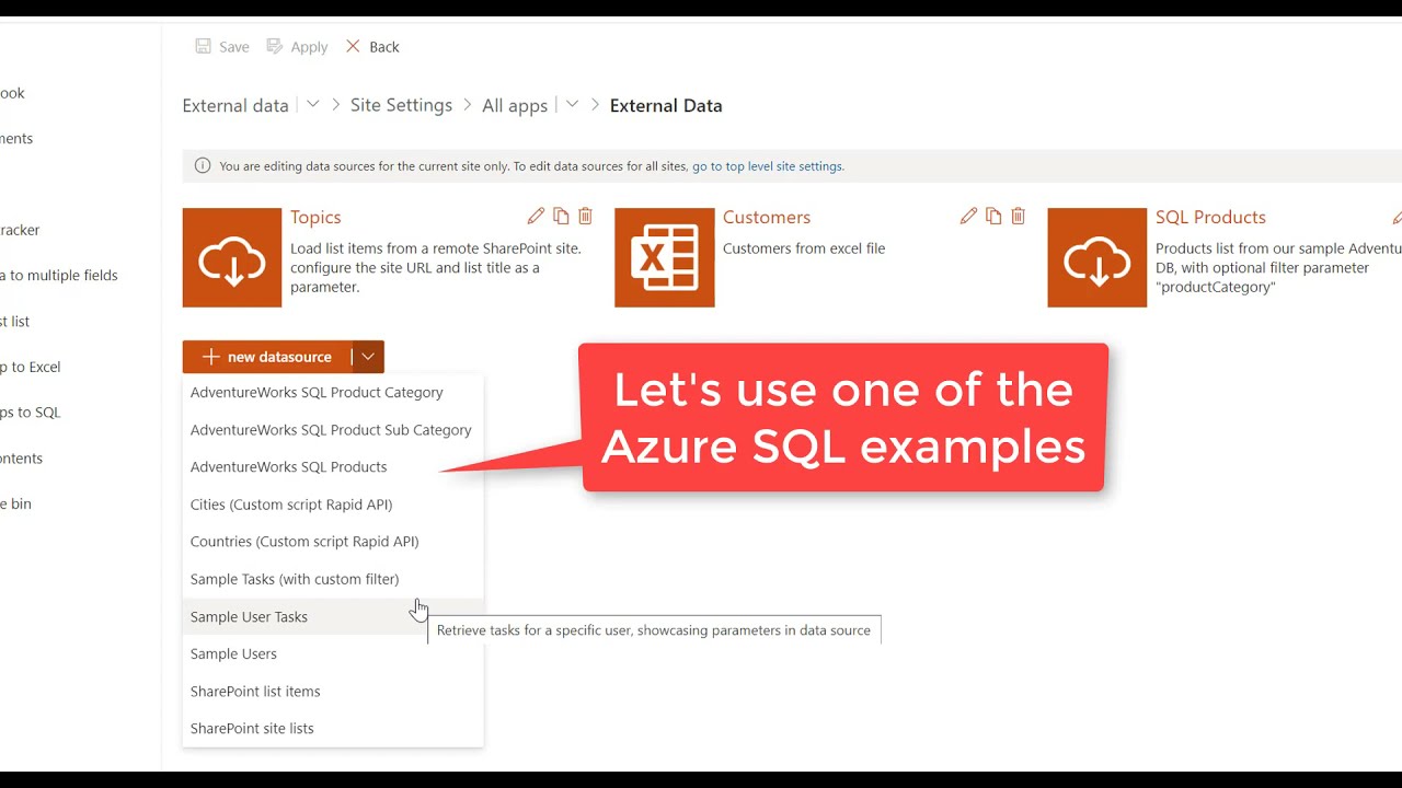 Add SharePoint Lookup Column to Azure SQL DB