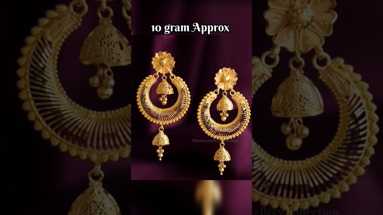 ❣️🌺Light Weight Beautiful Gold Earrings Designs #shortsfeed #goldjhumka #youtubeshortsvideo