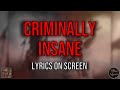 Slayer - Criminally Insane (Lyrics on Screen Video 🎤🎶🎸🥁)
