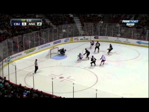 Ryan Getzlaf goal Feb 18 2013 Columbus Blue Jackets vs Anaheim Ducks NHL Hockey