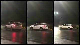 Mahindra XUV 500 Fast Drag Race Cornering With Tire Drifting At Night Caught On Camera