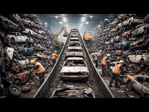 Inside the Car Recycling Factory — How 15 Million Old Cars Are Crushed and Reborn Every Year 🚗