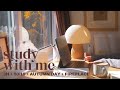 3 HOUR STUDY WITH ME ️ Sunny Autumn Morning Fireplace Sounds Pomodoro 50 10