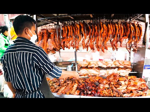Most Popular food! Roasted Duck, Quails, Chicken, Pork Rib, Chicken Wings | Cambodian Street Food