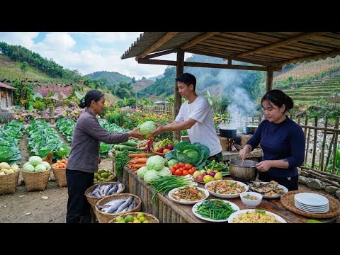 Real Off-Grid Farm Life: Harvest, Market Selling, Fishing & Cooking From Scratch
