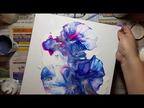 Fluid Acrylic Art l 2 PUDDLE BLOWN FLOWER BLOOM l Acrylic Pouring Techniques