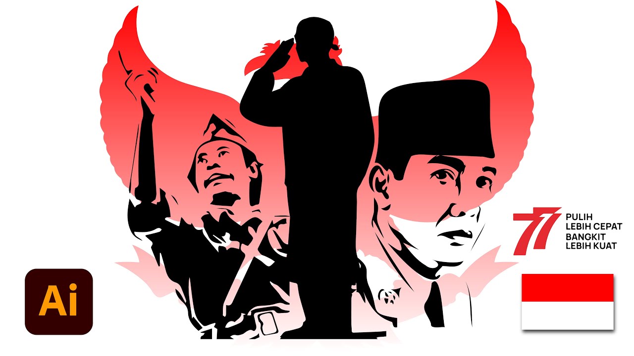 Vector Illustration Independence Day of Indonesia - Adobe Illustrator Tutorial