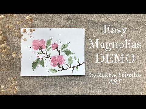 Simple Easy Magnolia Flowers for Beginners | Watercolor Demo | Full Painting Process