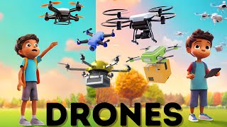 Drone - How Drones Fly? | Types & Uses of Drones for kids| Toddlers| Kindergarten Learning Videos