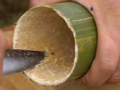 Habilidades primitivas construindo uma casa de madeira para viver sozinho na floresta tropical