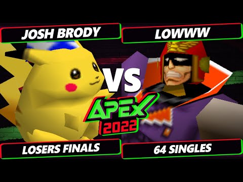 Apex 2022 Losers Finals - Josh Brody (Pikachu) Vs. Lowww (Captain Falcon, Pikachu) Smash 64