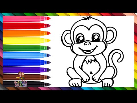 Cómo Dibujar Un Mono 🐵 Dibuja y Colorea Un Mono 🐒🌈 Dibujos Para Niños