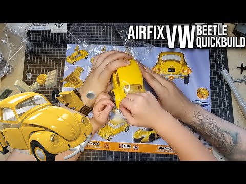 3 year old shows me how to build Airfix QuickBuild VW Beetle!