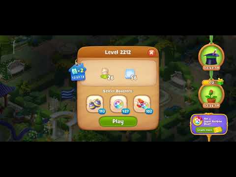 Gardenscapes Level 2212 Walkthrough "No Boosters Used"