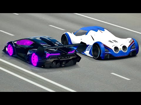 Lamborghini Veneno GTR vs Devel Sixteen - Drag Race 20 KM