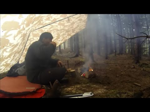 Übernachtung im Wald - Gewitter, Hagel, Regen, Höhle und ein leckeres Frühstück