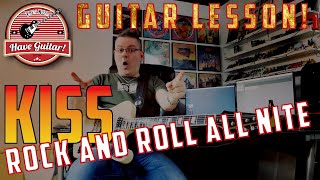 Rock and Roll all Nite by KISS|Rhythm & Lead guitar lesson w Tabs