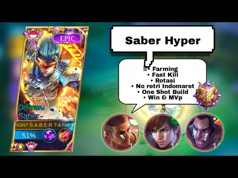 CARA TOP 1 SABER BERMAIN HYPER NO RETRI INDOMARET | TOP 1 SABER ONE SHOT BUILD 223