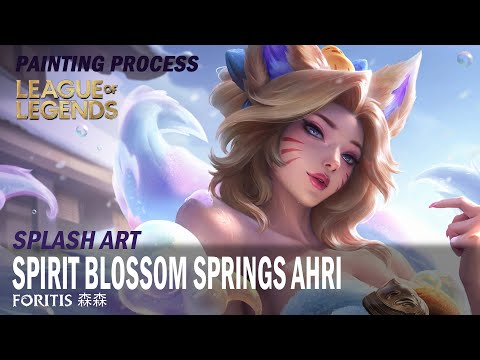 Spirit Blossom Springs Ahri - League of Legends Splash Art Video Process