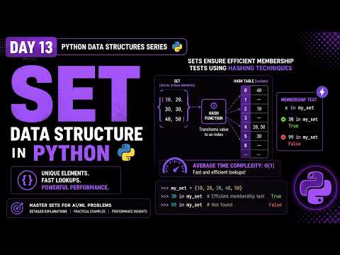 Day 13 Python Tutorial Set Data Structure In Python Membership Test Unique Elements Performance