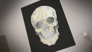 Day of the Dead Skull 3D Gold Poster