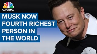 Tesla CEO Elon Musk is now the fourth richest person in the world