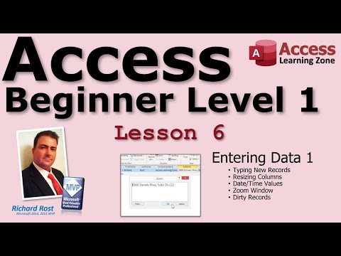 Microsoft Access Beginner 1, Lesson 06: Entering Data, Part 1. For Access 2016, 2019, 365 Tutorial