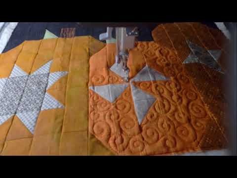 Pumpkin Wallhanging Free motion longarm quilting Fall