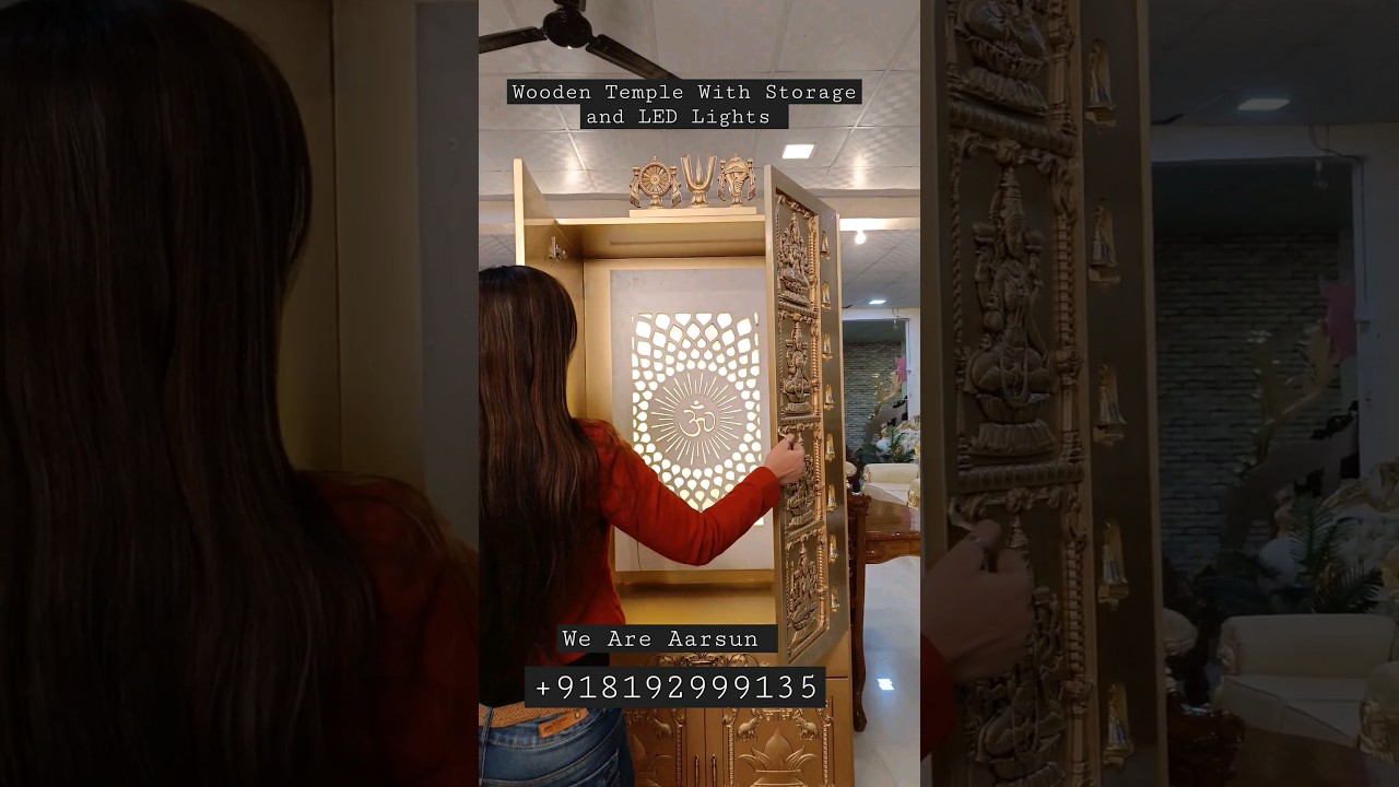 LED light mandir design | Puja Unit for home | Modern Temple Ideas