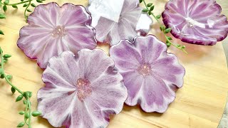Purple Flower Resin Coasters: Easy Resin Art Tutorial