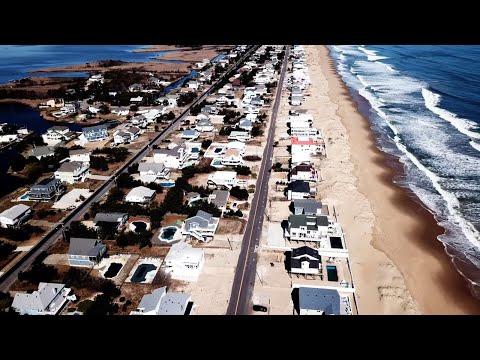 Drone footage of Sandbridge and its beach