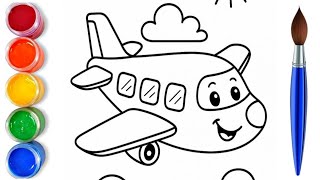 AEROPLANE drawing painting and Coloring For Kids and Toddlers |