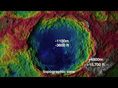 NASA's Dawn Spacecraft: Flight Over Occator Crater on Dwarf Planet Ceres