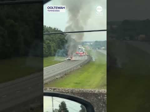Truck carrying fireworks goes up in flames, igniting cargo