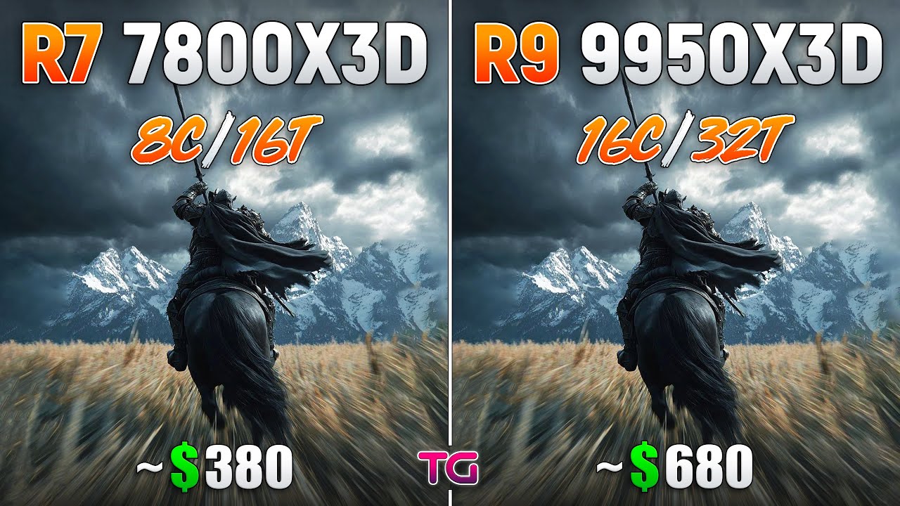Ryzen 7 7800X3D vs Ryzen 9 9950X3D - Test in 10 Games