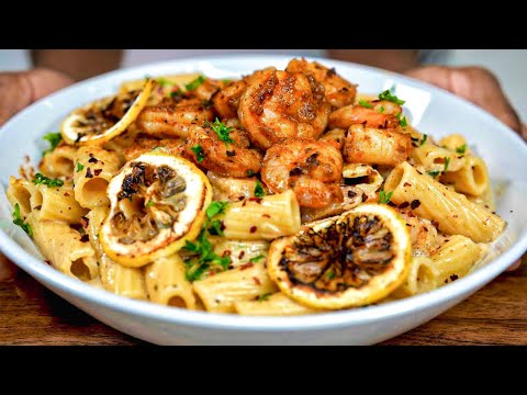 Creamy Lemon Garlic Shrimp Pasta Recipe! #shrimp #pasta #dinnerideas