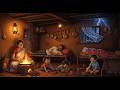 Storm Howled Outside Hearth Cooking Burned Bright Cozy Indian Village ASMR