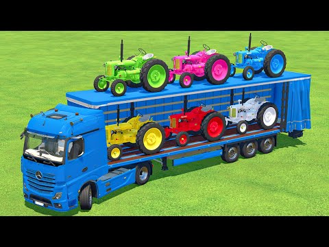 TRANSPORTING ZETOR COLORED MINI TRACTORS WITH MERCEDES TRUCK - Farming Simulator 22