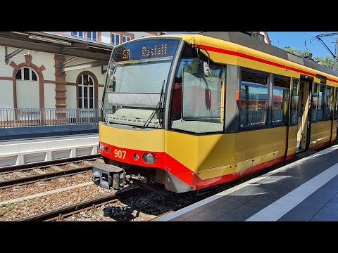 riding with Tram-Train line S8 from Gottesauer Platz to Rastatt Bahnhof  [CAB VIEW] #karlsruhe