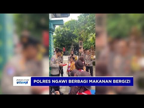 POLRES NGAWI BERBAGI MAKAN GIZI DAN SUSU GRATIS DI SEKOLAH