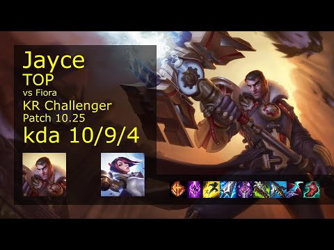 Jayce Top vs Fiora - KR Challenger 10/9/4 Patch 10.25 Gameplay // [롤] 제이스 vs 피오라 탑