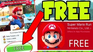 GET "SUPER MARIO RUN" for FREE! How To UNLOCK ALL 6 Super Mario Run WORLDS and LEVELS for FREE