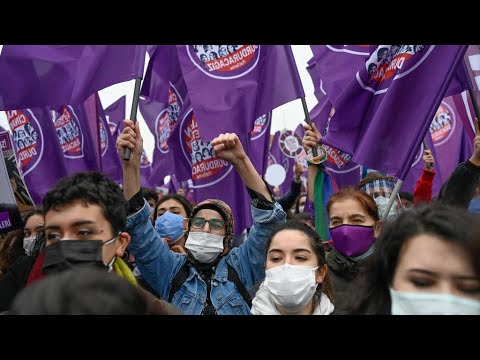 Women protest Erdogan’s withdrawal from Istanbul Convention on gender-based violence