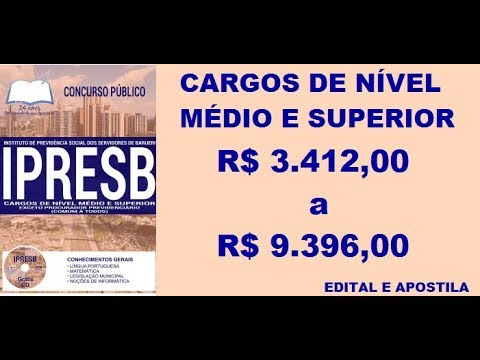 Edital Concurso IPRESB 2017 Cargos de nível médio e superior comum a todos, Barueri   SP