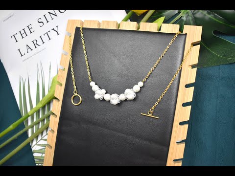 Beebeecraft DIY Beaded necklace with glass pearl beads and crystal glass beads