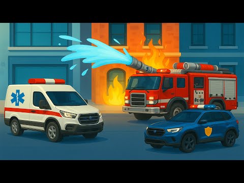 🔥 City Fire Emergency: Fire Truck Battles Flames with Police Support 🚓🚒 | Vehicle Animation