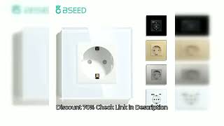 BSEED EU Standard Single Wall Socket Double Power Plugs With White Black Crystal Glass Panel Triple