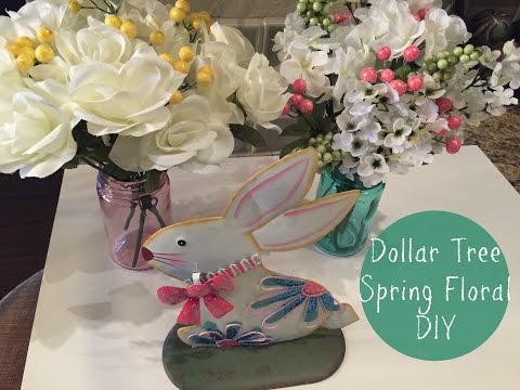 DOLLAR TREE DIY | Spring Floral & Mason Jars Display | 2016
