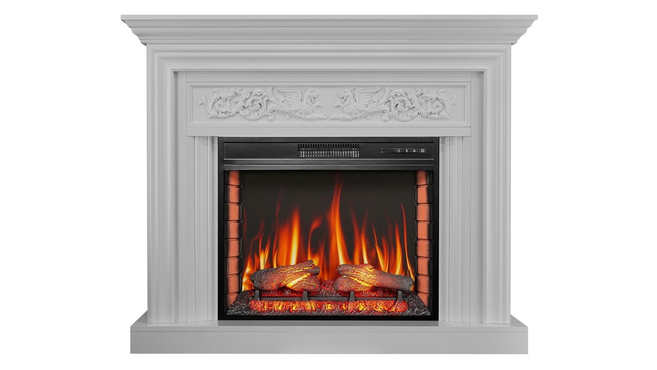 Камінокомплект ArtiFlame Monferrato AF28S білий з обігрівом і звуком горіння вогню